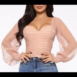 Fashion nova top Polka dot blouse with ruched detail